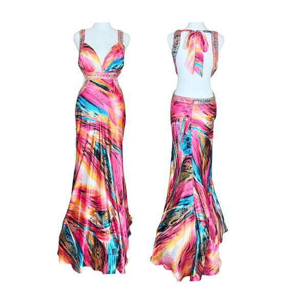 Ignite Evenings Formal Dress 4 Multi-color Rhinestones Y2K Prom Resort Cruise - Picture 1 of 13